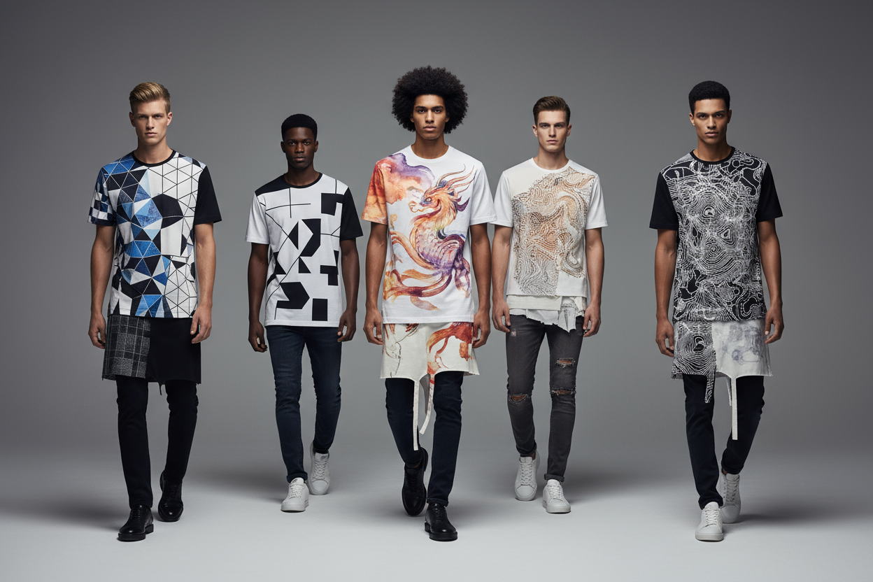 unique design tshirt's wearing man models